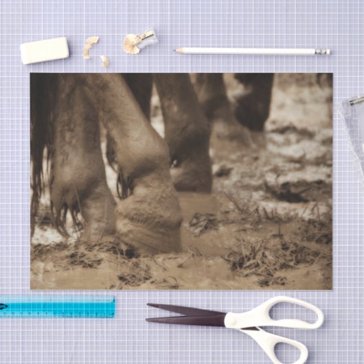 ホース足ウェスタンヴィンテージセピアブラウン素朴 薄葉紙 (クラフト)