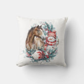ホース雪だるまクリスマスウィッシュ引用文 クッション (正面)