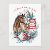 ホース雪だるまクリスマスウォーターエレガントカラー シーズンポストカード (正面)