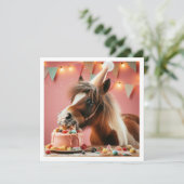 ホース食べ物のケーキの誕生日の招待、馬好き 招待状 (スタンド正面)