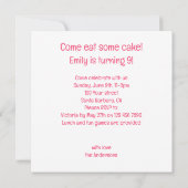 ホース食べ物のケーキの誕生日の招待、馬好き 招待状 (裏面)