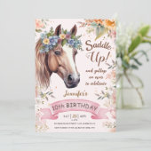 ホース10th誕生日女性のカーボーイフローラサドルアップ! 招待状 (スタンド正面)