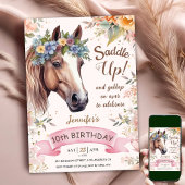 ホース10th誕生日女性のカーボーイフローラサドルアップ! 招待状