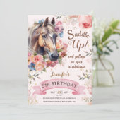 ホース5th誕生日ピンクフローラガールサドルアップ 招待状 (スタンド正面)