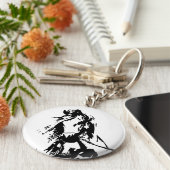 ホース·イン·ハルター·ボタン·キーチェーン キーホルダー (側面)