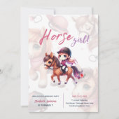ホース&ライダー誕生日招待状馬術女 招待状 (正面)