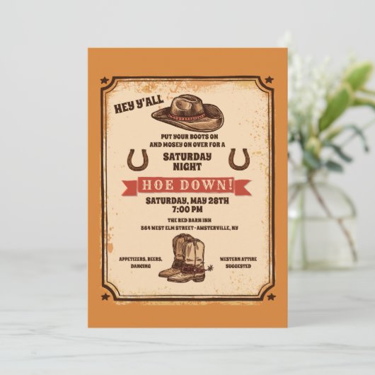 ホーダウンカントリーウエスタンパーティの招待状 招待状 (スタンド正面)