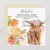 ホーチカウベビーシャワーボホーハイランドカーフ招待状 招待状 (正面/裏面)