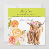 ホーチカウベビーシャワーボホーハイランドカーフ招待状 招待状 (正面)