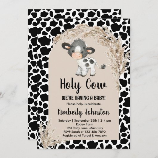 ホーチカウボー男女兼用ホベイビーシャワーファーム 招待状 (正面/裏面)