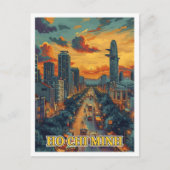 ホーチミンシティベトナムヴィンテージアートイラストレーション ポストカード (正面)