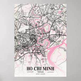 ホーチミン – ベトナムナポリタン市の地図 ポスター