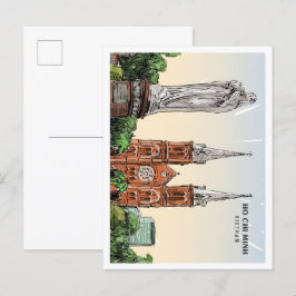 ホーチミンVietnamスケッチアートヴィンテージトラベル ポストカード