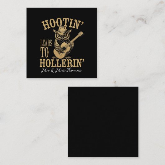 ホーチンがホーラーリンに通じる – カウボーイよくはしゃぐフクロウ スクエア名刺 (正面/裏面)