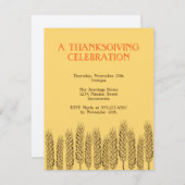ホートの茎の自然の黄色のフィールド感謝祭 招待状 (正面/裏面)