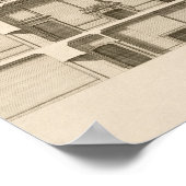 ホートン館：西側正面の断面、彫刻 ポスター (角)