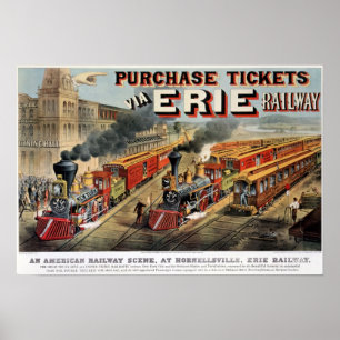 ホーネルスヴィルのアメリカ鉄道シーン ポスター