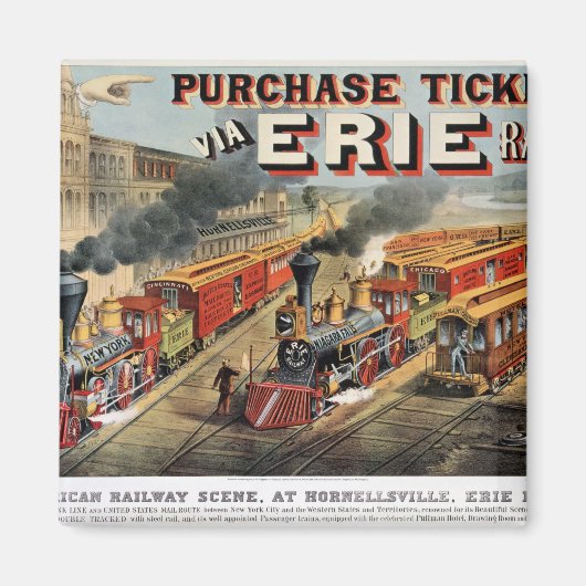 ホーネルスヴィルのアメリカ鉄道シーン マグネット (正面)