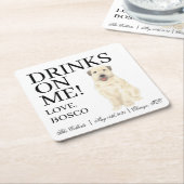 ホーパーソナライズされたテン・テリア結婚ズ スクエアペーパーコースター (アングル)