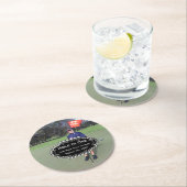 ホーパーソナライズされたル・イン・ワン・ゴルフ写真と統計 ラウンドペーパーコースター (インサイチュ)