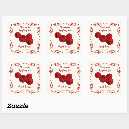 ホーファンシーム縁どキャニングラズベリージャムギフトラベル スクエアシール (シート)