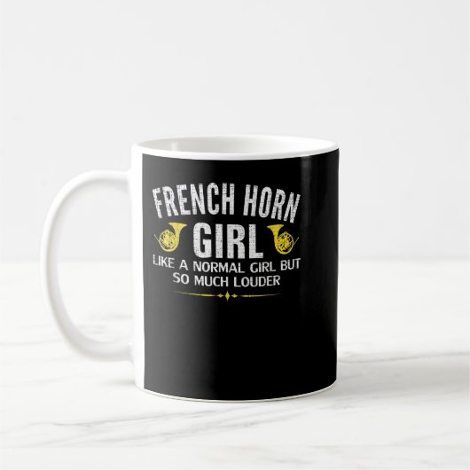 ホーフランスのンの女の子は非常に大きな音おもしろい楽 コーヒーマグカップ (左)