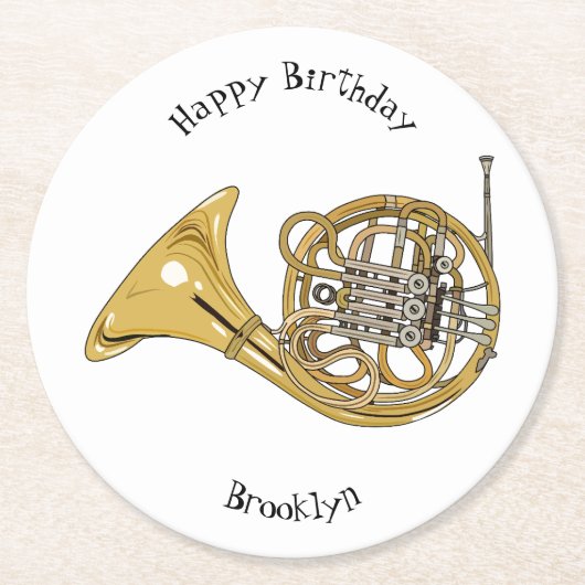 ホーフランスのンイラストレーション ラウンドペーパーコースター (正面)