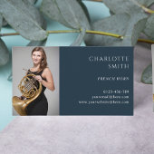 ホーフランスのンカスタムフォトネイビーブルーエレガント 名刺