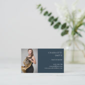 ホーフランスのンカスタムフォトネイビーブルーエレガント 名刺 (スタンド正面)