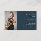 ホーフランスのンカスタムフォトネイビーブルーエレガント 名刺 (正面)