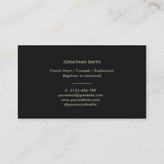 ホーフランスのンプロフェッショナルブラス先生ブラック&ホワイト 名刺 (裏面)