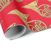 ホーフランスのンミュージカル楽器スケッチオン赤 ラッピングペーパー (ロールコーナー)