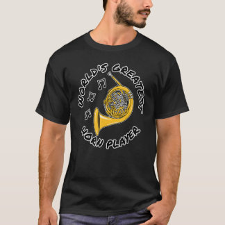 ホーフランスのン世界最大級のホーンプレイヤー真鍮マス Tシャツ