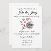 ホーフランスのン結婚式招待状ブラスミュージシャン 招待状 (正面/裏面)