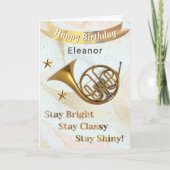 ホーフランスのン音楽愛好家のパーソナライズされた誕生日 カード (正面)