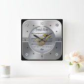 ホーフランスのン~楽譜~ブラッシュシルバーカラー~ スクエア壁時計 (ホーム)