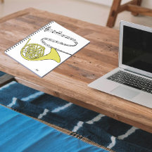 ホーフランスのンSwirled音楽スタッフスケッチ&イニシャル