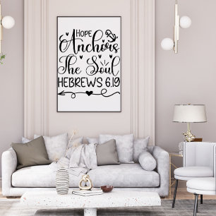 ホープいかりザソウル白黒クリスチャンアート ポスター