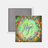 ホープかわいらしグリーンお洒落フローラ マグネット (正面/裏面)