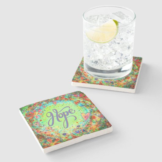 ホープかわいらしフローラグリーン感動的おもしろい飲料 ストーンコースター (横)
