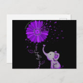 ホープが可愛い象のアルツハイマー紫色のリボンと戦う シーズンポストカード (正面/裏面)