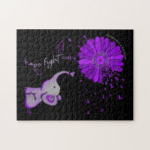 ホープが可愛い象のアルツハイマー紫色のリボンと戦う ジグソーパズル (横)