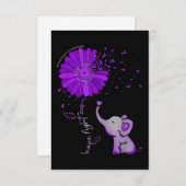 ホープが可愛い象のアルツハイマー紫色のリボンと戦う ノートカード (正面/裏面)