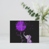 ホープが可愛い象のアルツハイマー紫色のリボンと戦う ポストカード (スタンド正面)