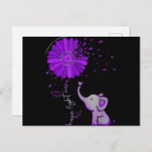 ホープが可愛い象のアルツハイマー紫色のリボンと戦う ポストカード (正面/裏面)