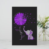 ホープが可愛い象のアルツハイマー紫色のリボンと戦う 便箋 (スタンド正面)