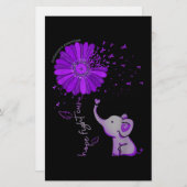 ホープが可愛い象のアルツハイマー紫色のリボンと戦う 便箋 (正面/裏面)