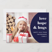 ホープとハグ | 曲線フレームフォトネイビーブルー シーズンカード (正面)