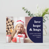 ホープとハグ | 曲線フレームフォトネイビーブルー シーズンカード (スタンド正面)