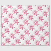 ホープのピンクリボン白ラッピング紙 ラッピングペーパー (フラット)